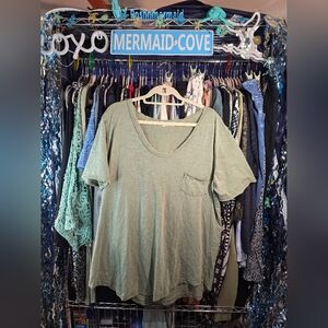 #0258 2X NWOT RAE MODE Lt Sage Raw Seams, Slub Knit 24-26.5"ptp 32"Long Soft!